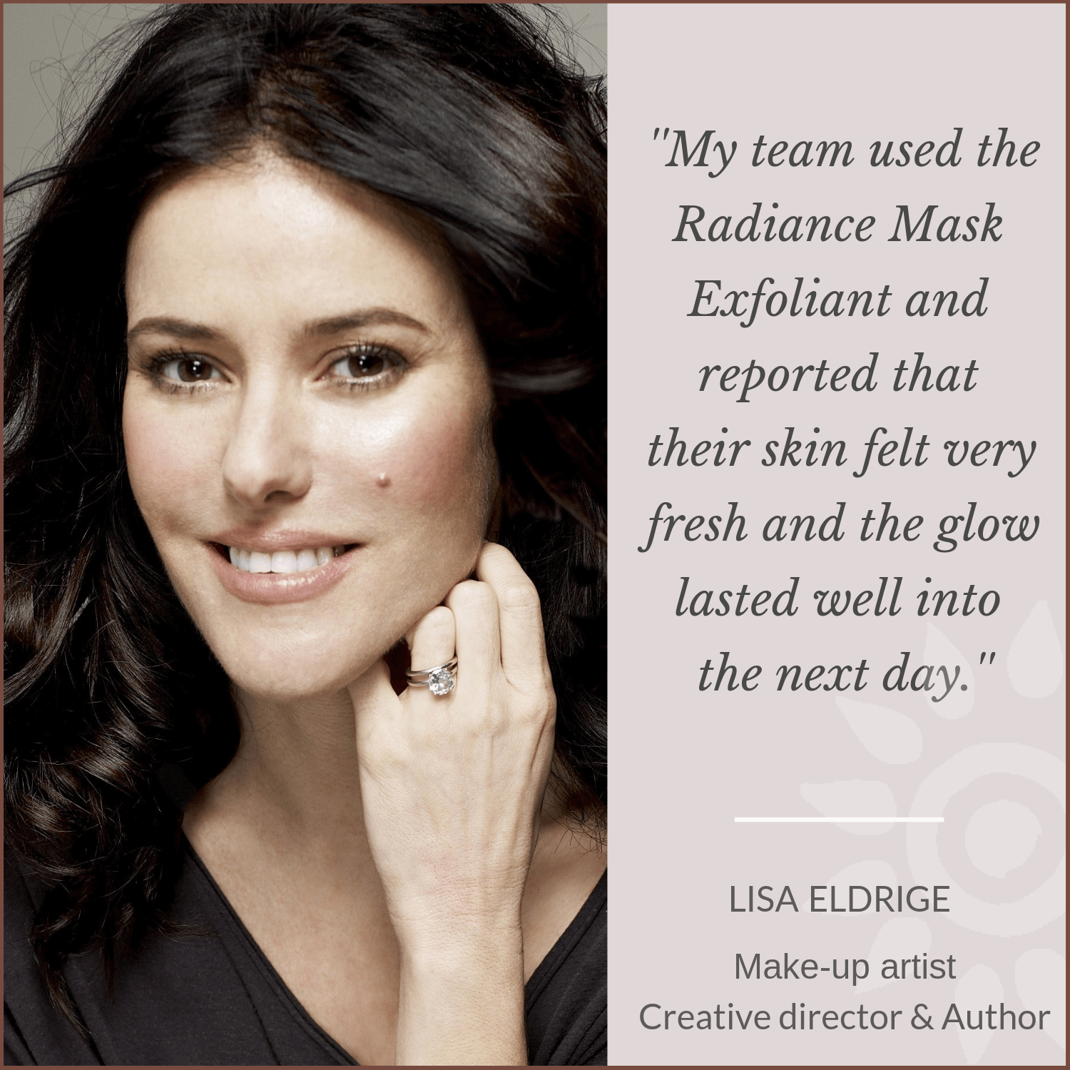 Lisa Eldrige Make-up artist Creative director and author loves Mauli rituals, ayurveda inspired Beauty Brand