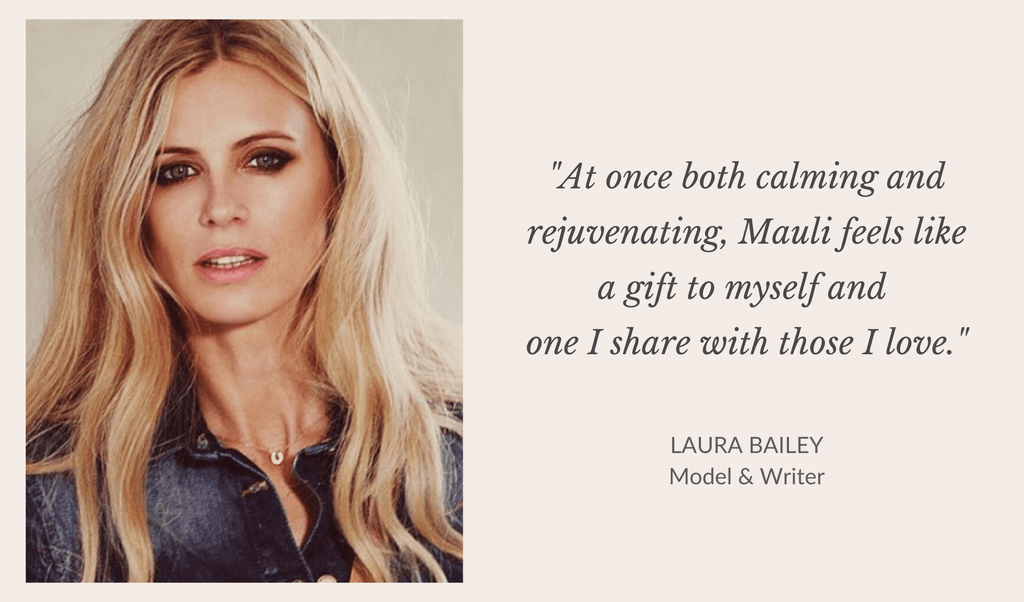 Laura Bailey Model and writer loves Mauli rituals, ayurveda inspired Beauty Brand