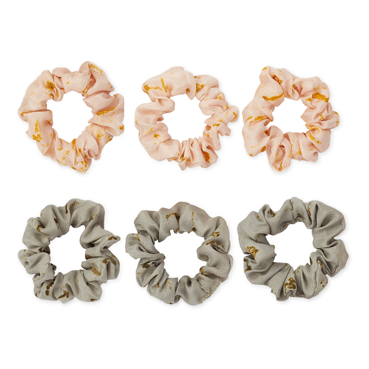 Temple Blessed Pure Silk Scrunchies Set Six