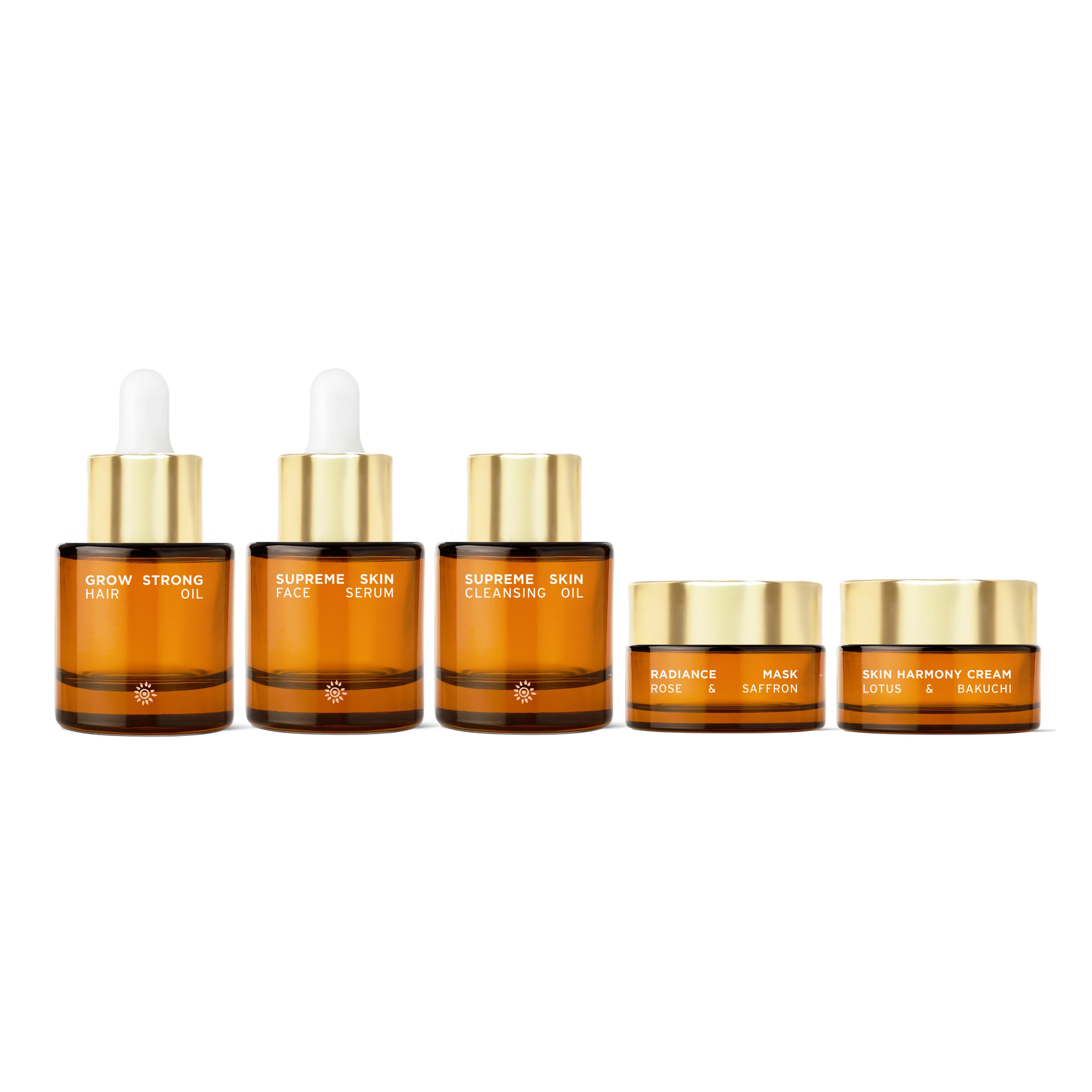 Mini Discovery Set Natural Face Serum Cream Cleanser Mask & Hair oil